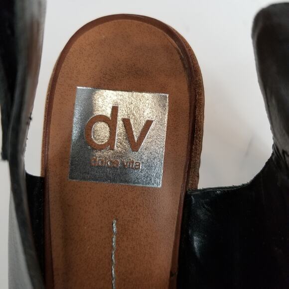 dv Dolce Vita Cork Wedge Heel Sandals Brown Black Leather Size 8.5 - Picture 5 of 9